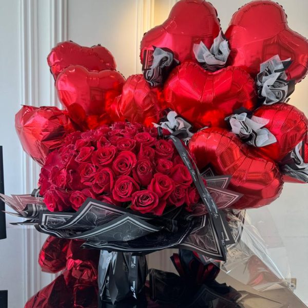 100 Rose & Set Balloons